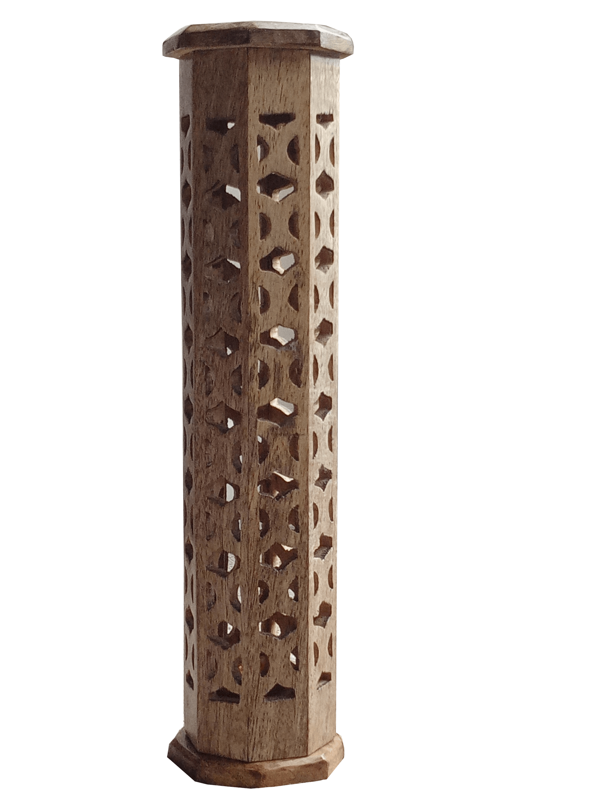 12-inch natural wooden style incense tower holder